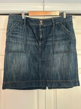 LOFT Dark Blue Denim Mini Skirt